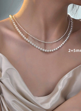 施家珍珠项链女细锁骨链