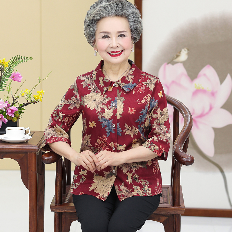 12月03日最新优惠中老年人春装女60-70岁妈妈衬衫