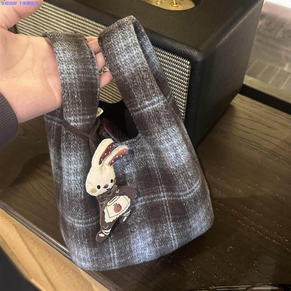 格纹毛呢手提包百搭通勤大容量便当袋饭盒包上班杂物收纳手拎小包,箱包皮具/热销女包/男包,手拿包,淘宝优惠券,粉丝福利购,淘宝优惠卷