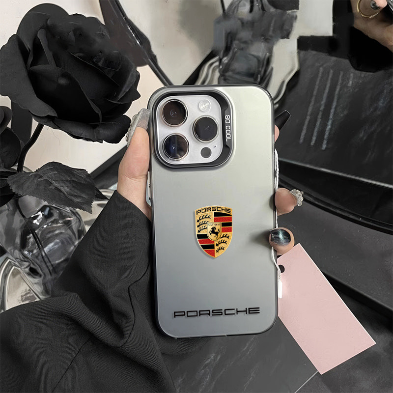 彩银16ProMax手机壳硬苹果15适用14Plus保时捷车标VIVOIQOOZ11TURBO潮酷13高级感iPhone17个性荣耀600小众a58