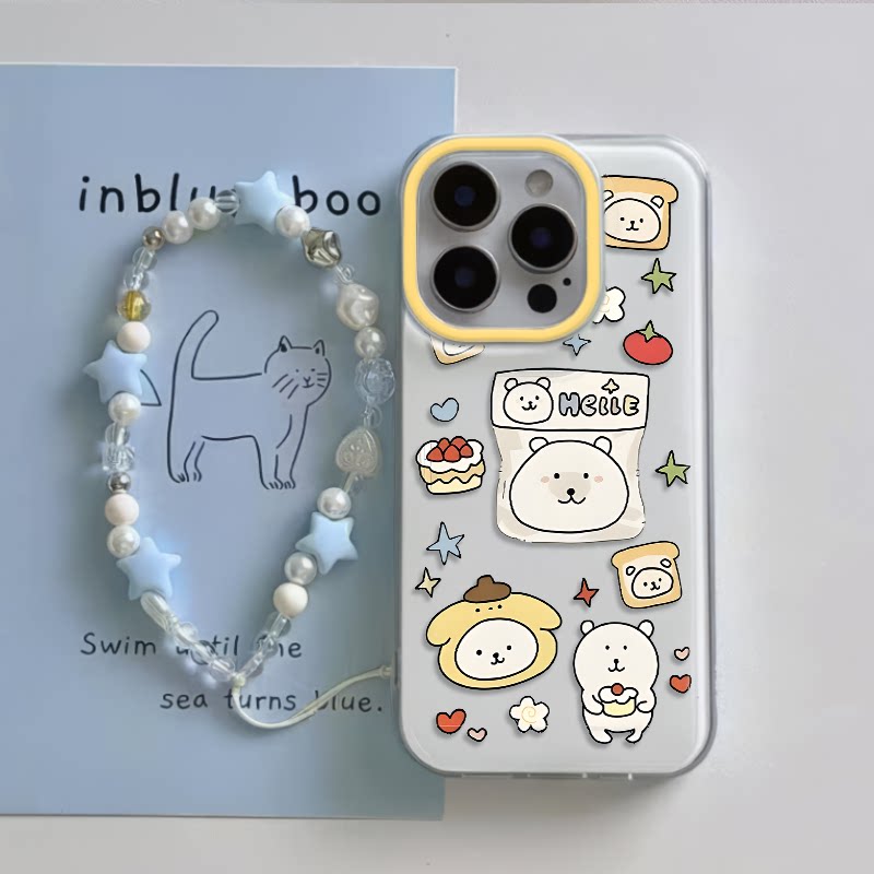 华为NOVA13适用硬12布丁自嘲熊苹果16ProMax可爱小米15Ultra手机壳带挂绳iPhone14plus大孔红米k80卡通iQOOz9