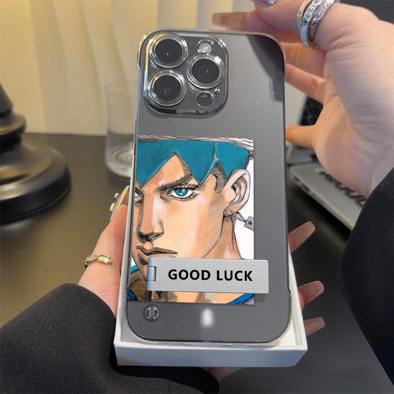 JOJO岸边露伴无边框iPhone16E手机壳带支架MATE70适用小米15透明13ProMax超薄12高级感X200S苹果14Plus硬个性