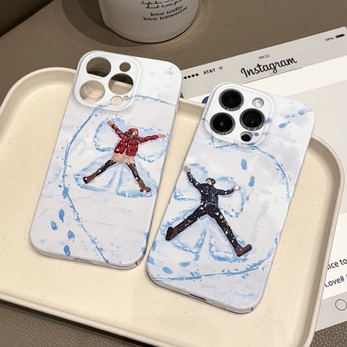 菲林创意华为PURA70硬荣耀x60pro雪地油画情侣手机壳小众OPPOfindx8苹果16promax适用VIVOs19小米15一加ace3v