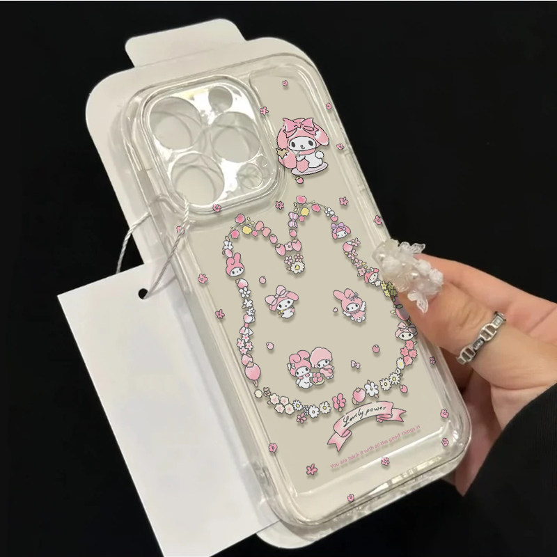 苹果17软荣耀MAGIC8可爱ins风红米NOTE15PRO适用16PLUS透明iPhone12手机壳13ProMax镂空碎花美乐蒂华为NOVA14