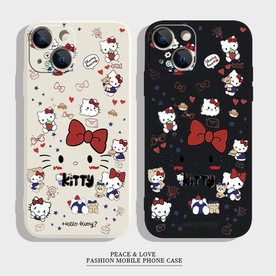 真我gt7pro爆款苹果1716凯蒂猫插画15plus适用iPhone1413pm可爱红米K80Ultra手机壳12ProMax软一加ACE5竞速版