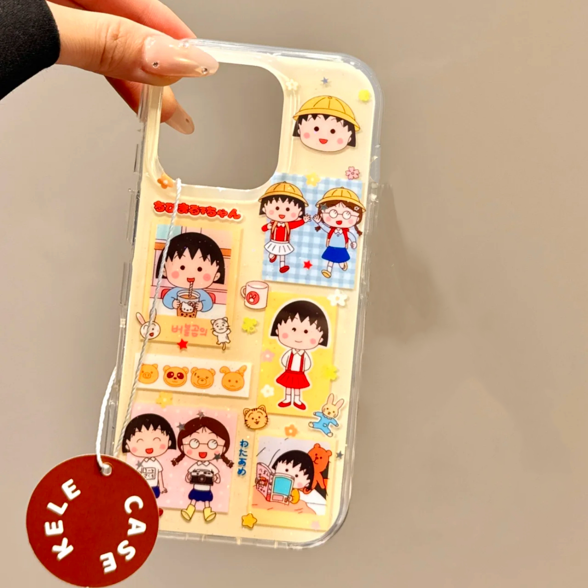 iPhone16ProMax大孔适用12插画樱桃小丸子手机壳15华为PURA80PRO可爱13一加ACE5竞速版苹果14硬卡通荣耀GTPRO