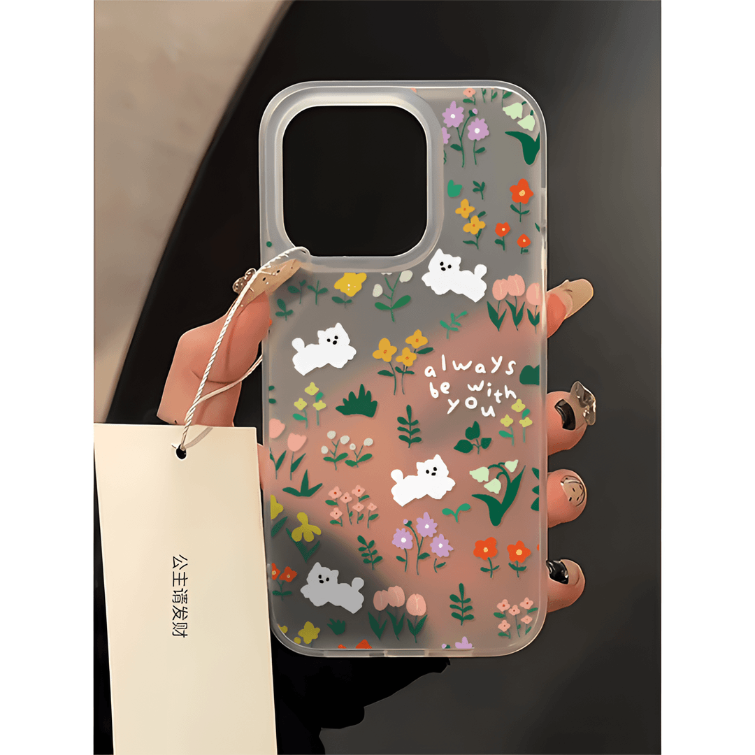 ins风iPhone13磨砂大孔14pm夏日碎花小狗16promax小众苹果15创意11简约12mini手机壳软小清新xsmax适用6splus
