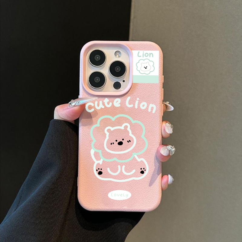 OPPOFindx8创意iPhone16适用红米note14荔枝纹苹果13简约英文狮子12ProMax手机壳x软15plus小众VIVOx100ins风