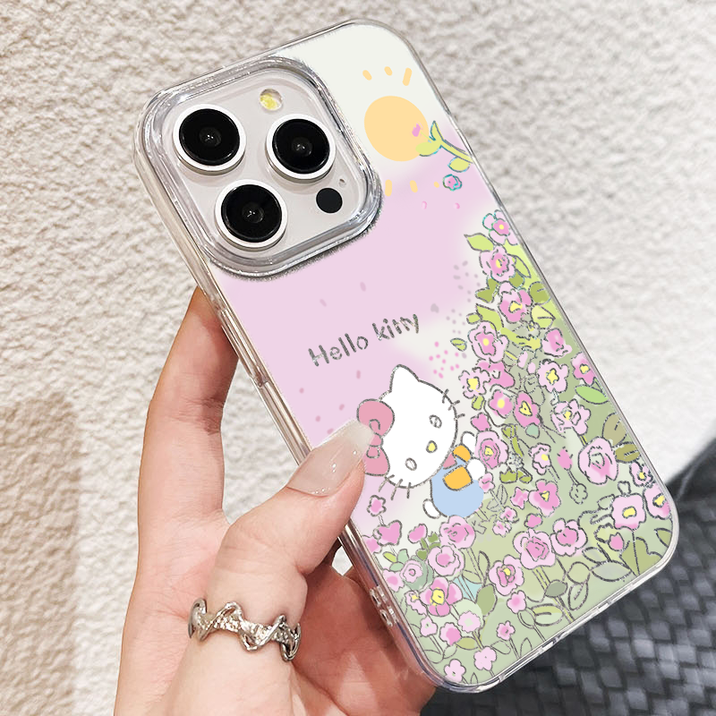 KT猫iPhone15花朵FINDX8可爱IQOO13羽纱NOVA12苹果16ProMax适用MATE70ProPlus手机壳NOTE14硬荣耀GT卡通ins风