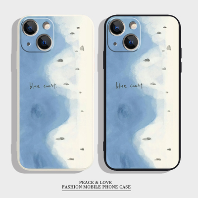 手机壳15plus适用14软iPhone1312ProMaxins风英文海滩苹果1716e简约苹果1716华为Mate70pro小众华为PURA80PRO