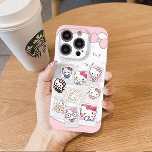 小米17Ultra拼接凯蒂猫适用iPhone12可爱苹果16菲林14plus硬13promax卡通红米15R真我GT8少女心荣耀500手机壳
