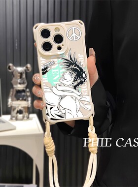 微笑JOJO承太郎OPPOFindx8斜挎手腕挂绳17ProMax适用iPhone14防摔15手机壳软12四角开孔13透明苹果16plus卡通