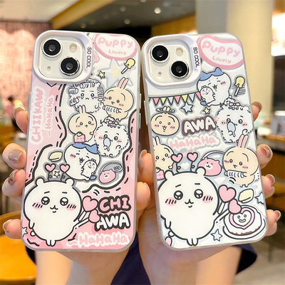 卡通小米14硬chiikawa少女粉华为mate70创意手机壳OPPOfindx8红米k80可爱苹果15promax荣耀Play9T适用VIVOs20