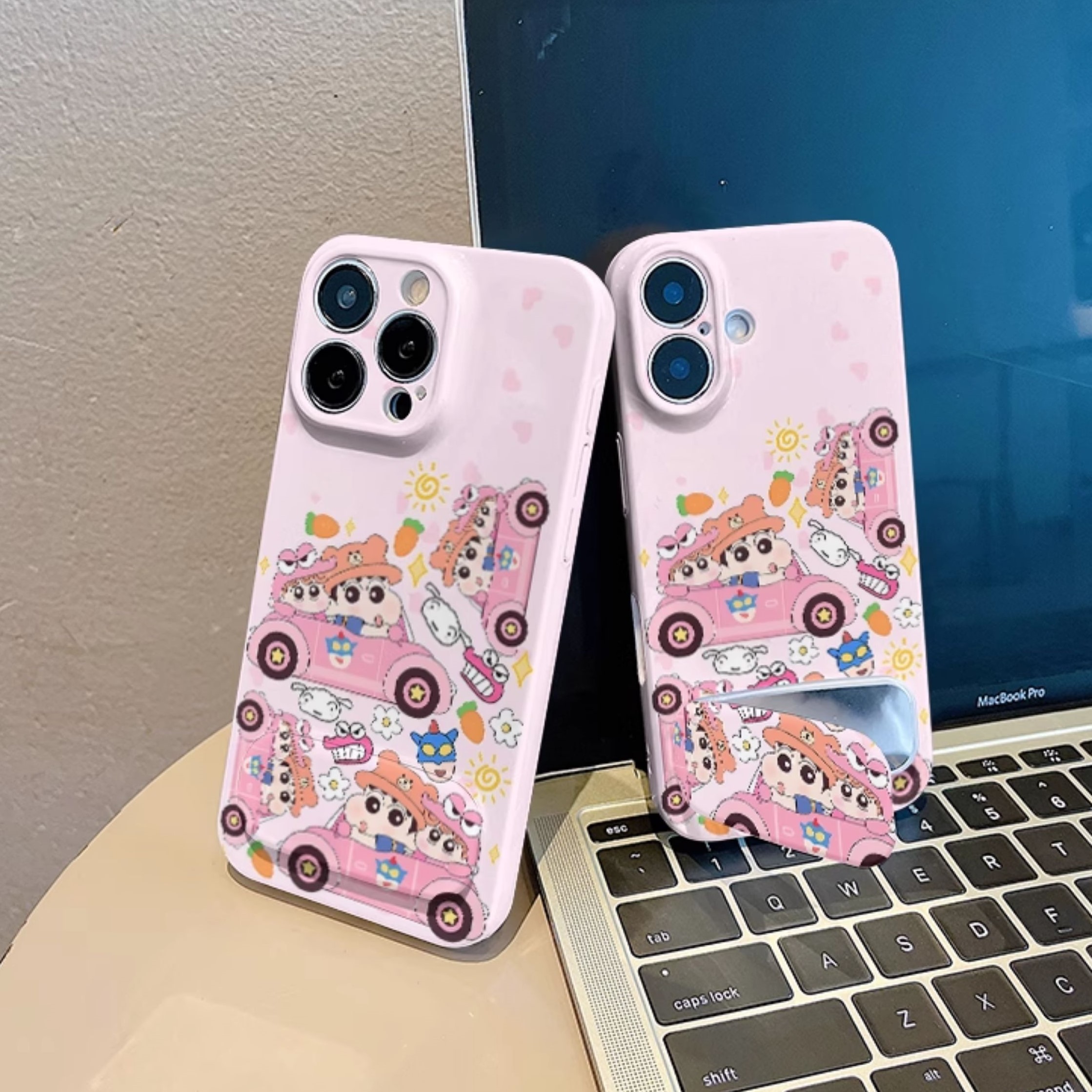 手机壳菲林带镜子支架15高级感适用硬iPhone12开车小新14ProMax小米CIVI5PRO苹果13卡通16PLUS可爱华为P80PRO