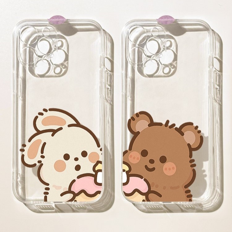 苹果16手机壳创意14PLUS荣耀400PRO软iPhone13卡通情侣小熊小兔12ProMax适用K70小米15可爱VIVOS20红米TURBO4