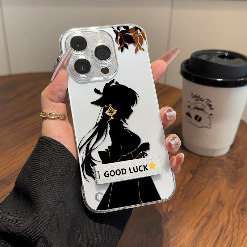 适用iQOO手机壳带支架14透明OPPO超薄iPhone12卡通苹果15高级感16ProMax无边框硬华为NOVA13神里绫华八重神子
