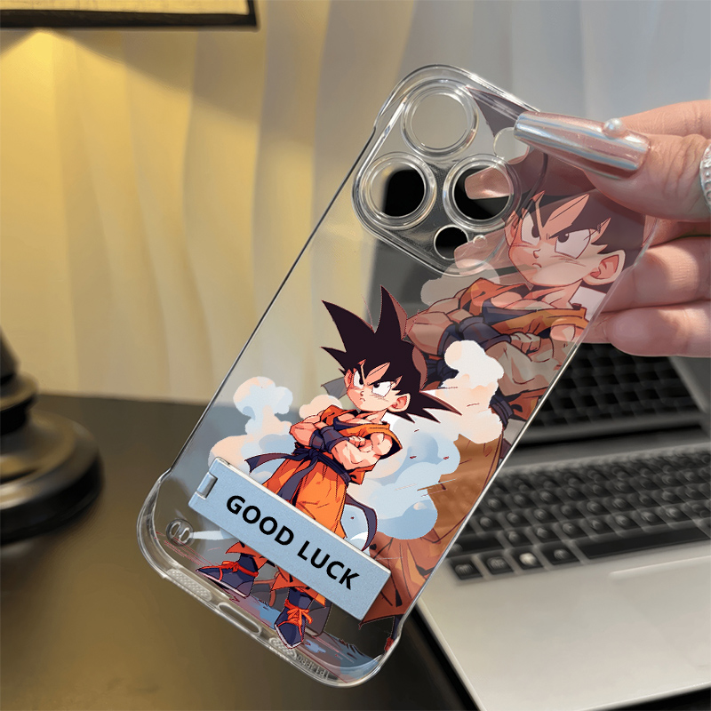 创意七龙珠悟空无边框iPhone14手机壳带支架16适用K12S透明IQOO13苹果15ProMax超薄畅享80高级感Y300硬动漫女