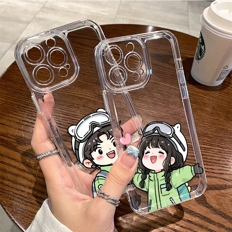 拍照情侣男女孩红米TURBO4PRO手机壳iPhone13ProMax小众苹果15透明软OPPORENO14创意16PLUS适用Nova12活力K70