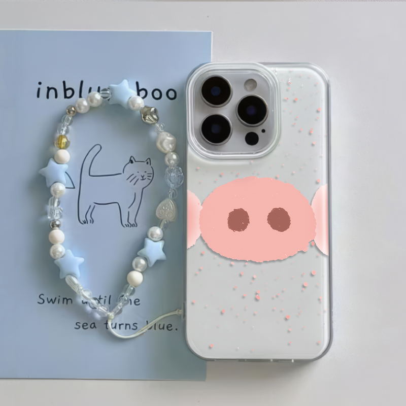 iPhone1615适用硬14plus手机壳带挂绳苹果1312ProMax白猪鼻子NOVA14荣耀300VIVOX100大孔小米15ULTRA一加ACE5