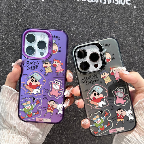 华为NOVA15适用iPhone16卡通13动感问号小新真我GT8Pro手机壳硬17ProMax彩银苹果14Plus动感问号小新12可爱a5