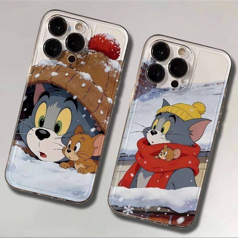 冬日猫和老鼠17ProMax苹果13透明12华为NOVA15ULTRA情侣适用iPhone16e手机壳14PLUS软OPPOFindx9卡通VIVOx300