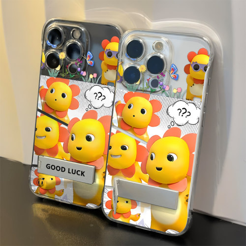 VIVOIQOOZ11X可爱苹果14无边框硬iPhone13透明17适用15PLUS卡通手机壳OPPORENO16超薄小米17ProMax太阳花奶龙