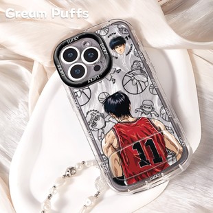 羽纱泡芙iPhone13苹果14镜子支架16plus适用灌篮高手11号手机壳软12ProMax带挂绳小米17一加15卡通荣耀Magic8