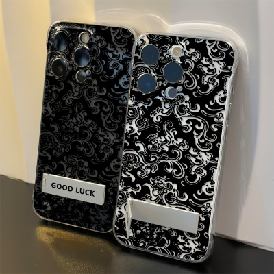 16ProMax国潮无边框苹果12高级感龙纹故宫祥云乐iPhone15适用华为Nova14手机壳带支架13超薄透明硬OPPOFINDX8