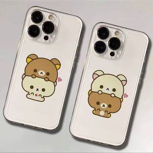 小米CIVI5PRO苹果16适用15PLUS情侣轻松熊12ProMax卡通华为PURA80透明软iPhone14可爱OPPOFINDX8手机壳IQOO13