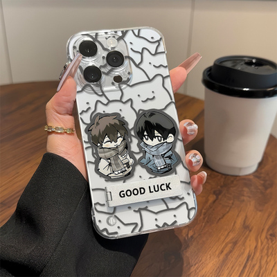 13ProMax适用硬围巾盗墓笔记iPhone16高级感苹果15超薄14plus无边框17手机壳带支架一加ACE5透明12卡通iQOOz9