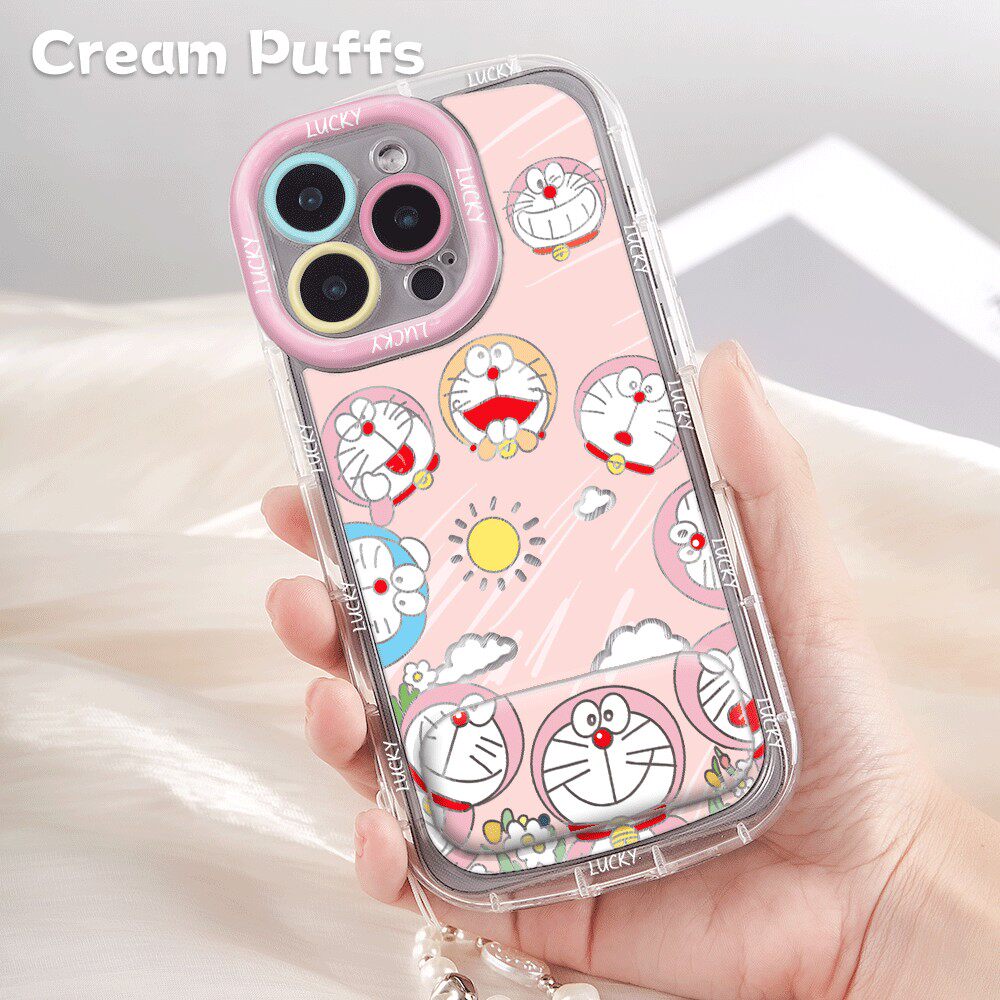 iPhone14可爱适用OPPOK13TURBO带挂绳15plus太阳叮当猫OPPOA6GT高颜值手机壳软苹果16镜子支架17ProMax少女心