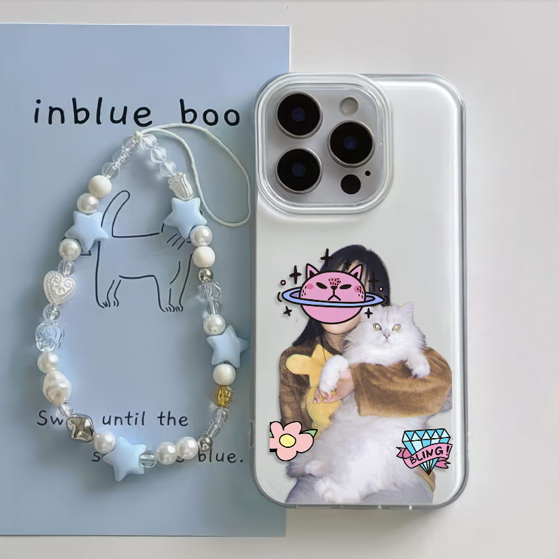 iPhone1615适用硬14plus手机壳带挂绳苹果1312ProMaxins可爱猫咪荣耀POWER大孔FINDX8VIVOX200S红米k8070一加