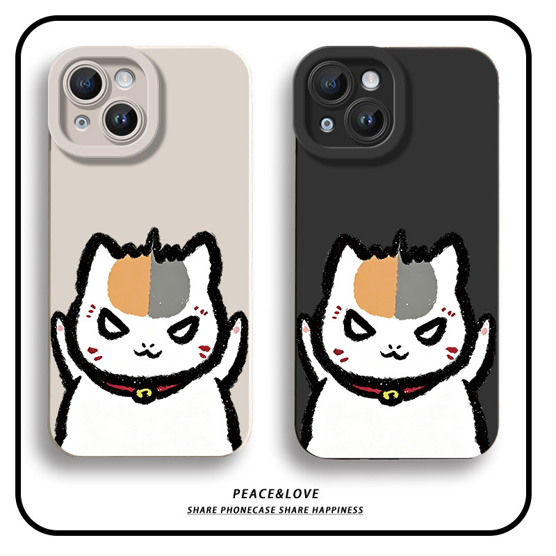 OPPOA6SPRO瞳眼苹果13搞怪夏目友人帐猫咪14ProMax卡通iPhone15可爱红米TURBO5适用16手机壳软17air创意x300s