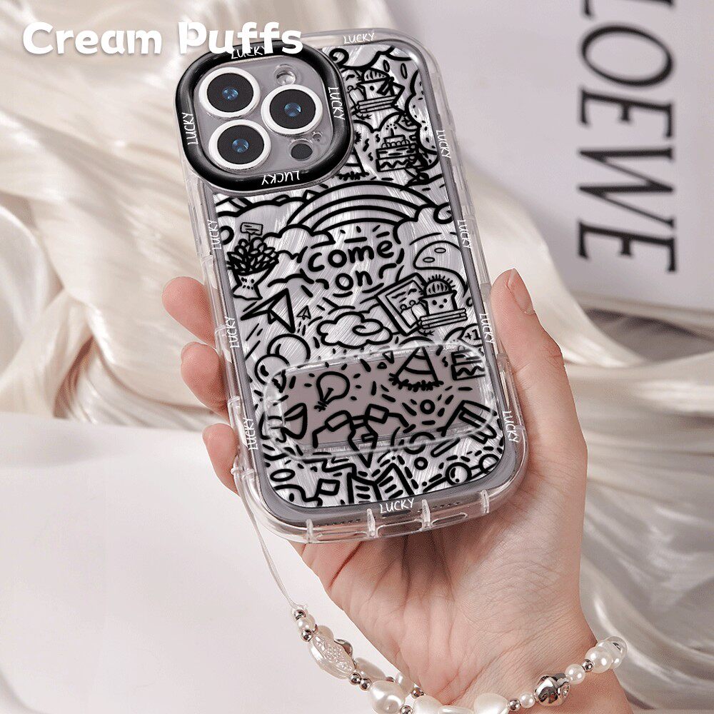 创意壁纸iPhone13p适用OPPORENO15带挂绳14plus小众真我GT8手机壳IQOOZ10Turbo软小米17镜子支架苹果16ProMax