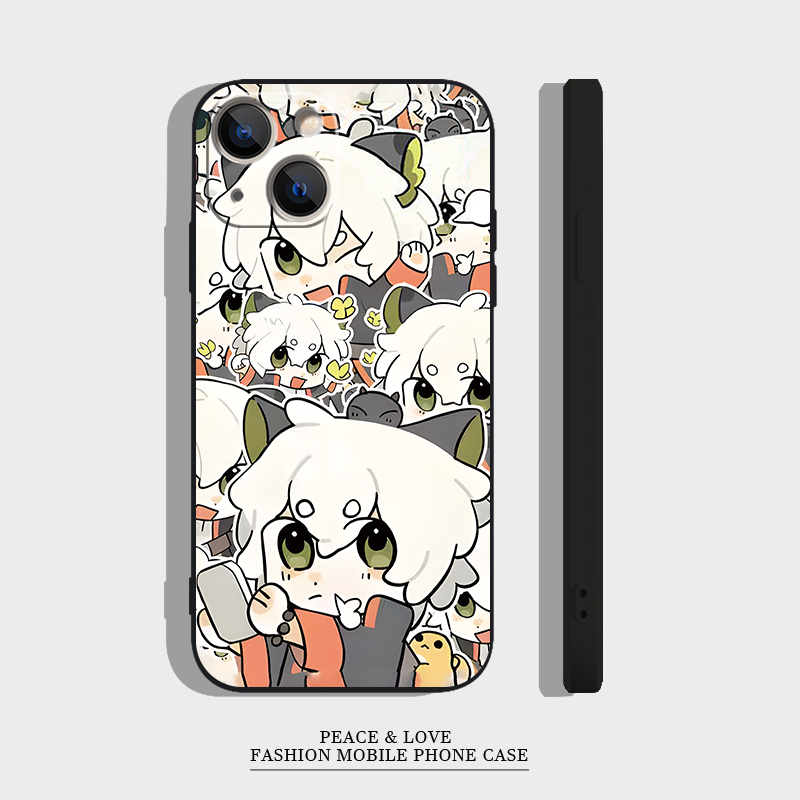 苹果1716e卡通罗小黑战记15plus适用iPhone1413可爱华为Mate60pro手机壳12ProMax软真我NEO7TURBO小众VIVOS30