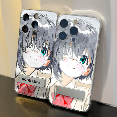 二次元13手机壳带支架硬OPPORENO14可爱小鸟游六花15ProMax适用iPhone16高级感苹果12无边框超薄透明荣耀X70I