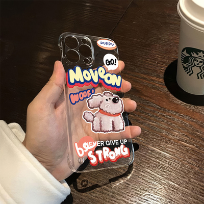 高级感iQOO13手机壳带支架美式小狗VIVO荣耀小米苹果15适用16超薄14promax透明硬OPPOa58x无边框华为iPhone12