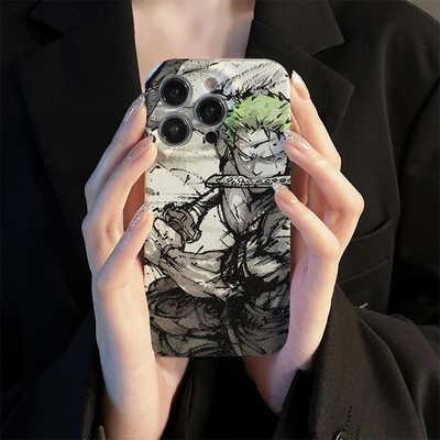 iQOOz9苹果15菲林VIVOs19pro手机壳硬OPPOReno12酷黑绿藻头索隆适用荣耀200一加ACE3V小米15红米note13高级感