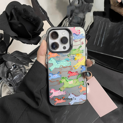 小众iPhone14苹果13创意华为NOVA15彩银硬12适用16PLUS高级感卡通小米17ProMax手机壳涂鸦万马奔腾荣耀POWER2