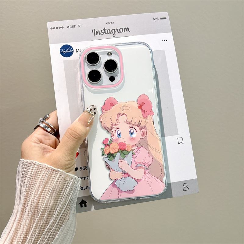 适用苹果12硬iPhone15plus捧花女孩手机壳带挂绳14大孔华为畅享80小众16ProMax女款红米note13创意荣耀magic7