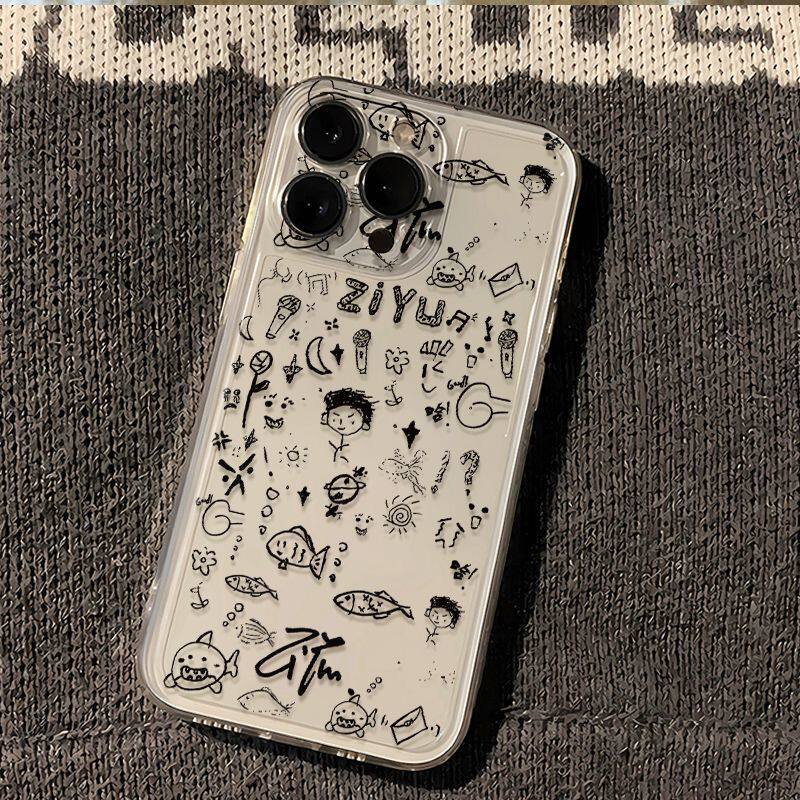 简笔梓渝手写画OPPOReno15透明iPhone12周边新款适用16PLUS可爱手机壳软华为NOVA14活力版13ProMax创意苹果17