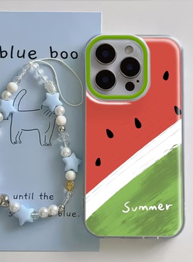 iPhone1615适用硬14plus手机壳带挂绳苹果1312ProMaxins风西瓜荣耀300VIVOX100S红米TURBO4k70一加13t小米15