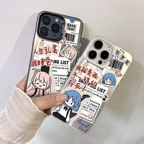 适用红米NOTE17可爱适用iPhone16苹果12创意彩银14ProMax硬15PLUS高级感手机壳报纸标签波奇酱卡通适用mate80