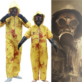 万圣节服装 儿童生化防护服核辐射防毒面具丧尸亲子装 角色扮演出服