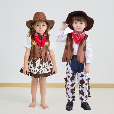 化妆舞会咖色马甲幼儿园演出服