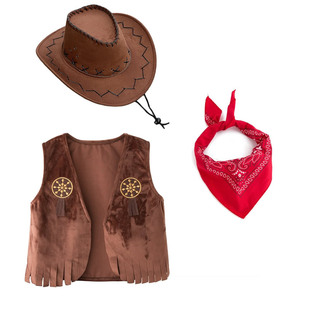 万圣节服饰儿童cosplay服装 幼儿园西部牛仔演出服 男童马甲套装