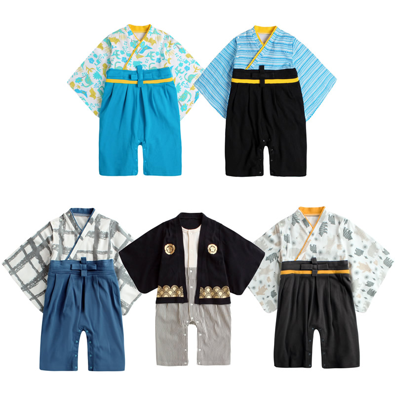 宝宝连体衣春秋012岁婴儿长袖爬爬服 日本纯棉男女童日系和服哈衣