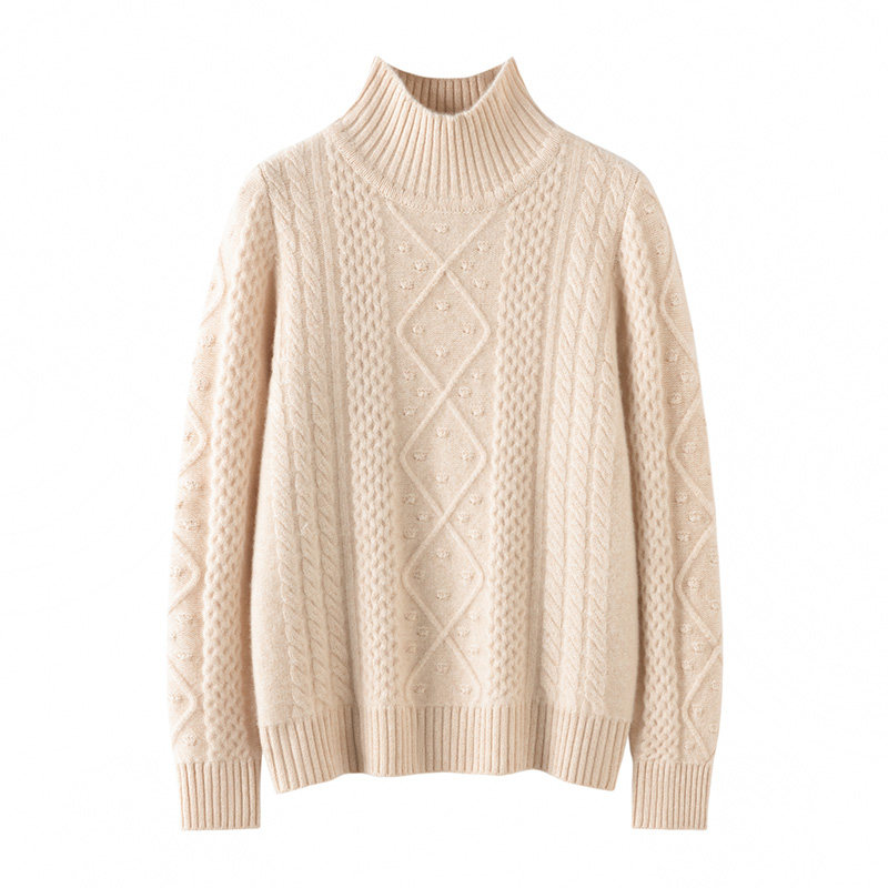 羊绒提花高领衫山羊绒针织套头衫女针织套头衫外套厚款羊绒毛衣,女装/女士精品,羊绒衫,淘宝优惠券,粉丝福利购,淘宝优惠卷