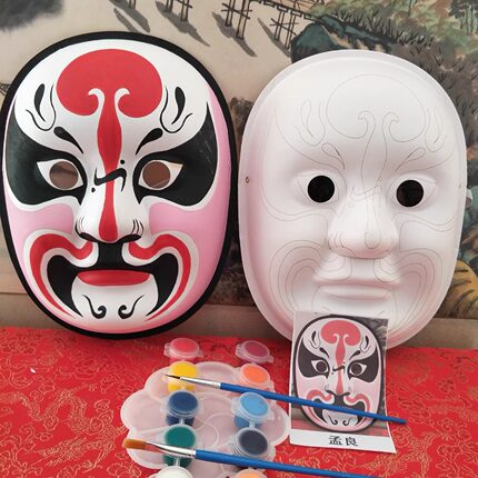 可佩戴 纸质DIY 带纹路 空白京剧脸谱 传统非遗手工脸谱面具