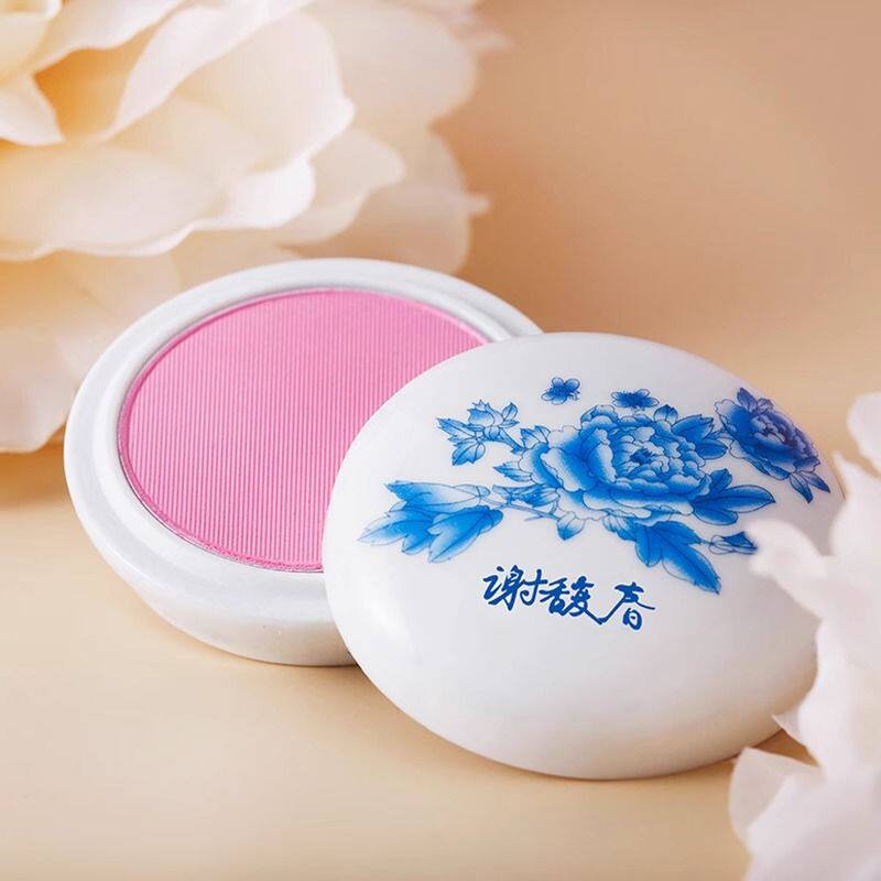 谢馥春青花瓷胭脂粉饼古风珠光桃粉红色修容腮红自然裸妆不易脱色